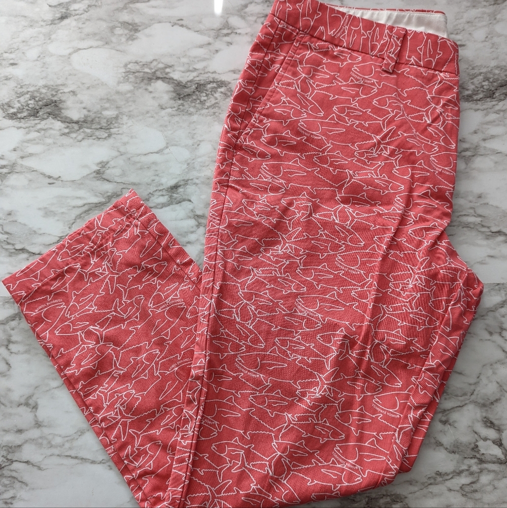 Men's Vineyard Vines Slim Fit Breaker Pants Cotton Fish Print